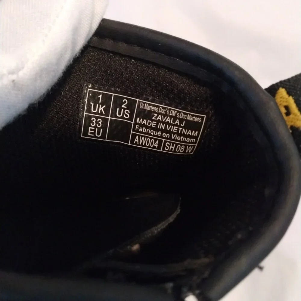 Dr. Martens Kids ZAVALA J Ankle Boots Size US2 EU33‎ Black Leather Lace Up